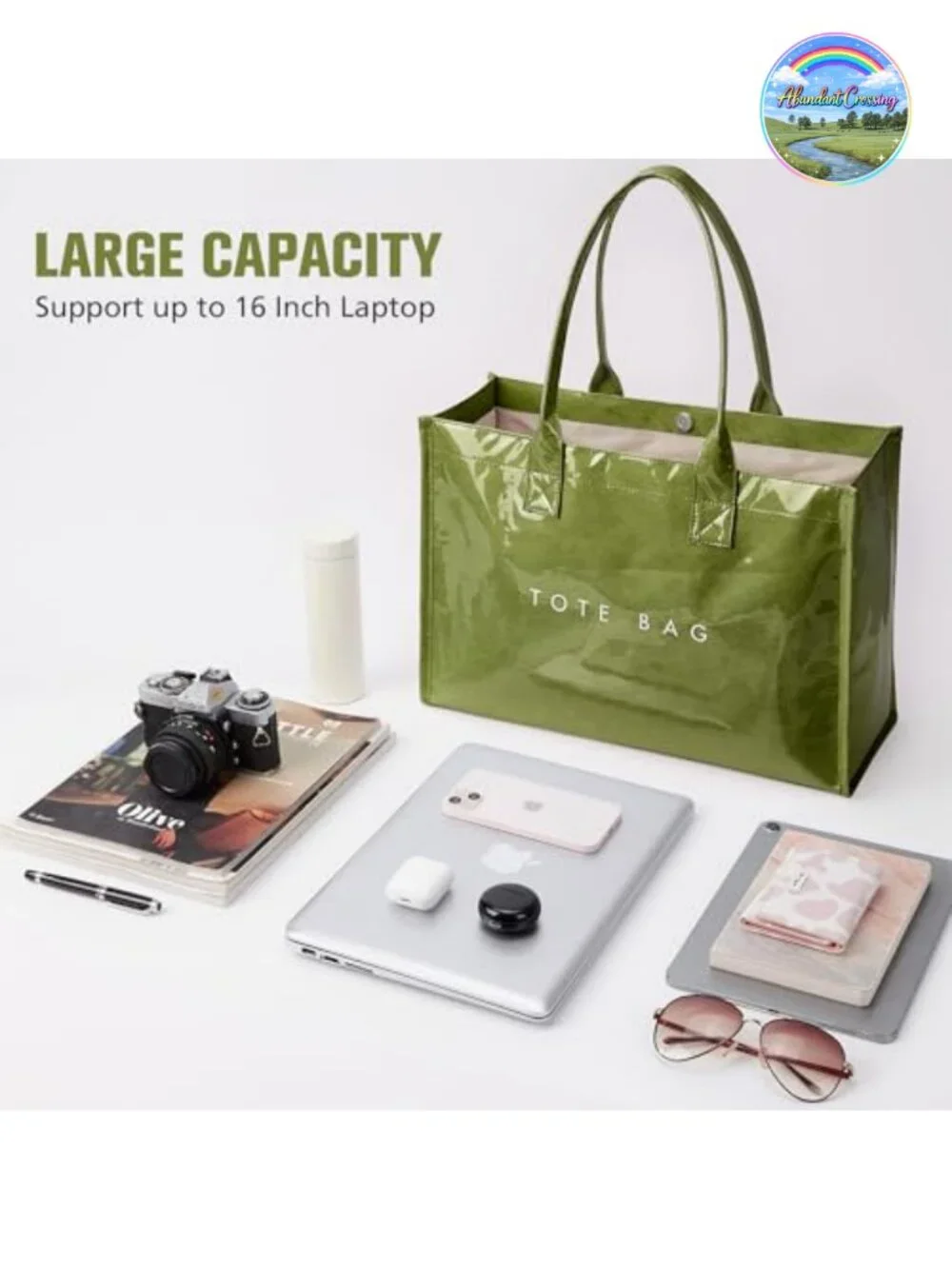 PVC Tote Bag Women's Large Capacity Work Handbag with Top Handle